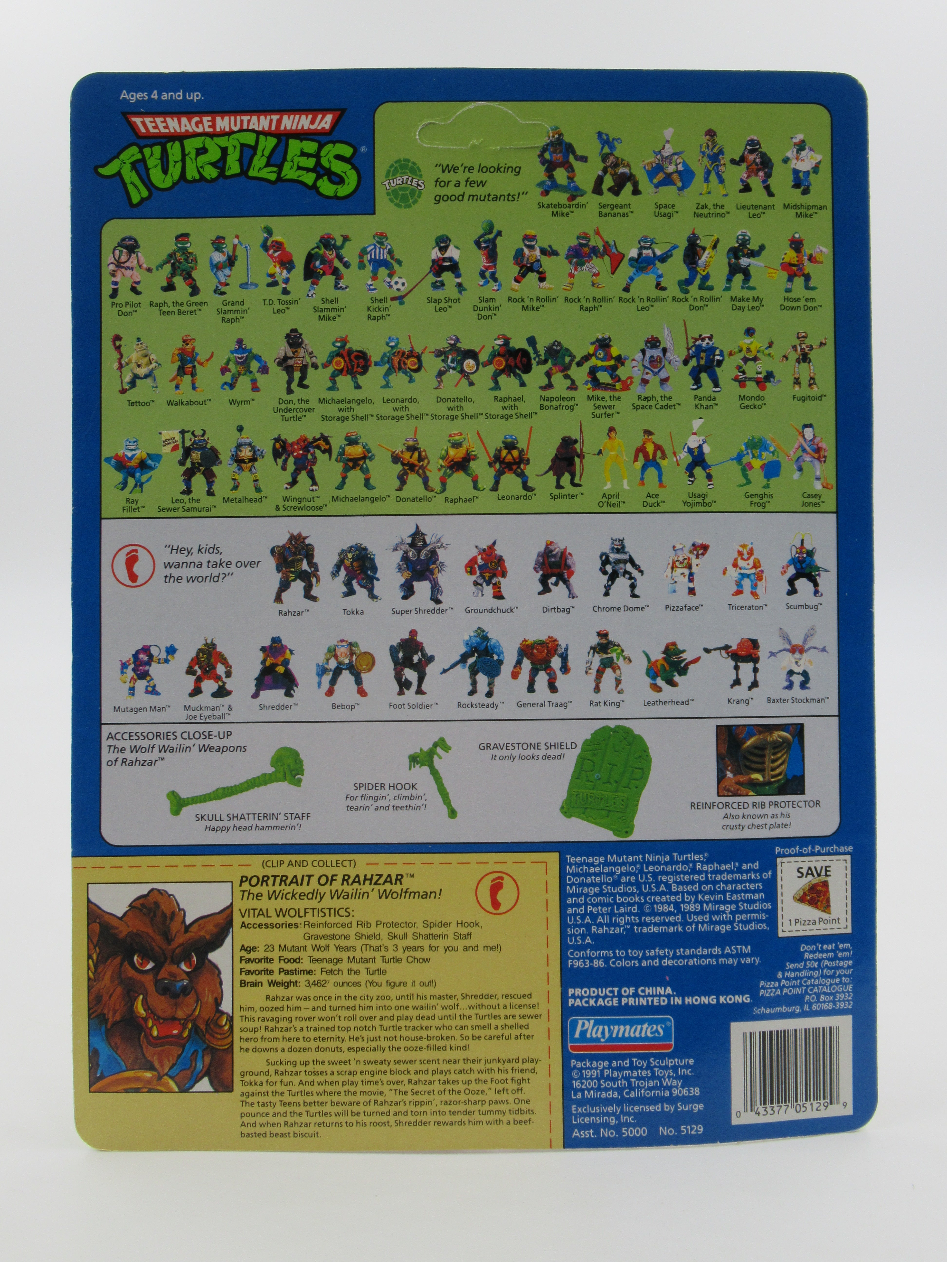 Teenage Mutant Ninja Turtles Rahzar 4.5" Figure TMNTs - Playmates (1991)